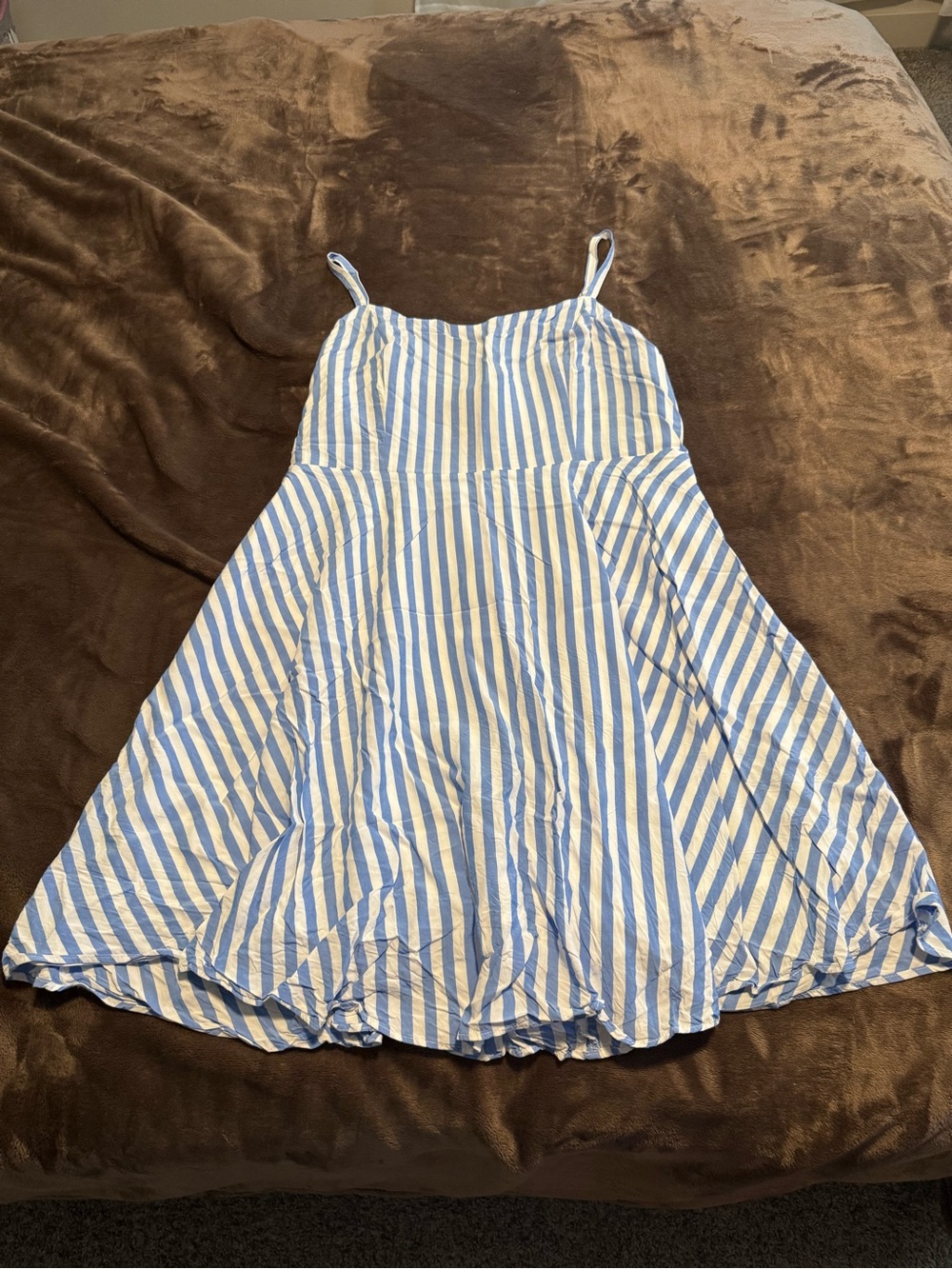Old Navy Blue and White Striped Spaghetti Strap Dress